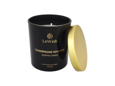 LeWish mirisna svijeća Champagne Whisper – ruža & ebanovina 